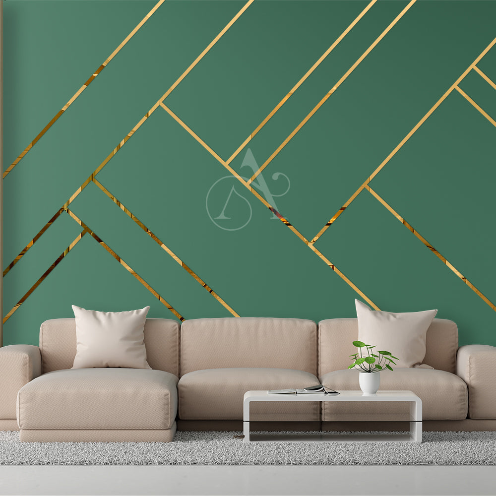 Acrylic Strips Mirror Home Wall Décor / Golden Color