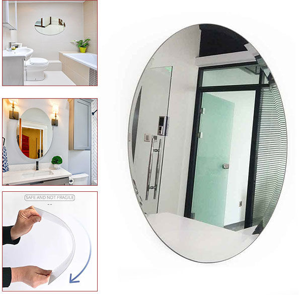 Modern Oval Shape Self-Adhesive Mirror Sticker