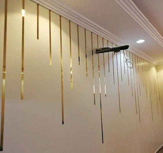Acrylic Strips Mirror Home Wall Décor / Golden Color