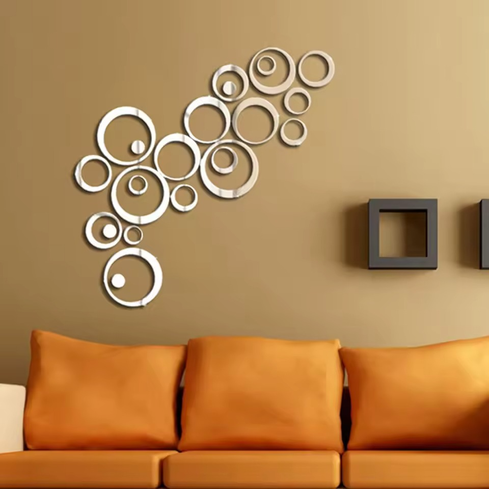 Acrylic Circle Ring Mirror Home & Office Walls Decor / Silver Color