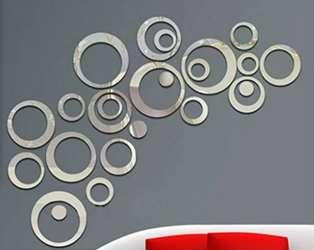 Acrylic Circle Ring Mirror Home & Office Walls Decor / Silver Color