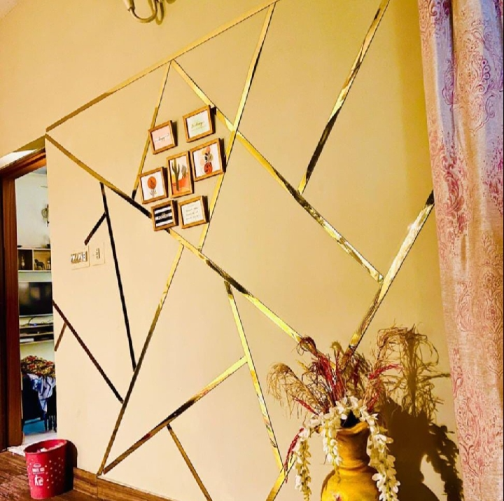 Acrylic Strips Mirror Home Wall Décor / Golden Color