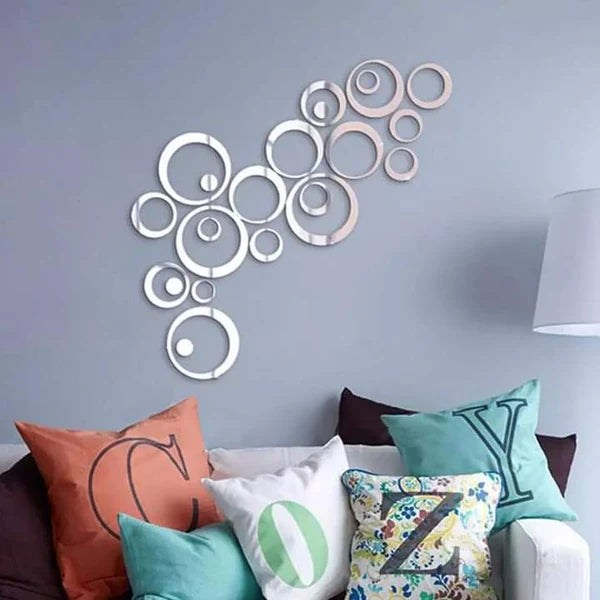 Acrylic Circle Ring Mirror Home & Office Walls Decor / Silver Color