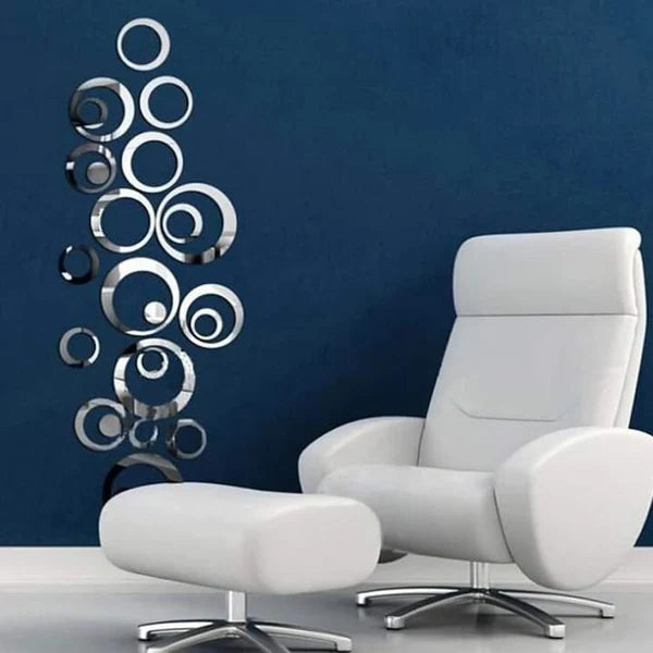 Acrylic Circle Ring Mirror Home & Office Walls Decor / Silver Color