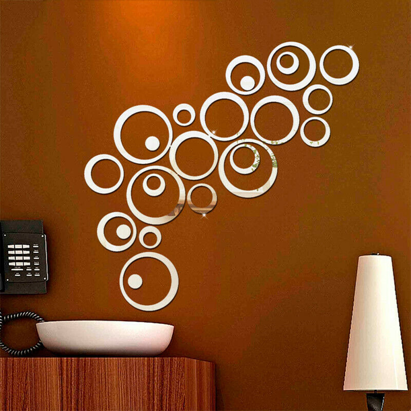 Acrylic Circle Ring Mirror Home & Office Walls Decor / Silver Color