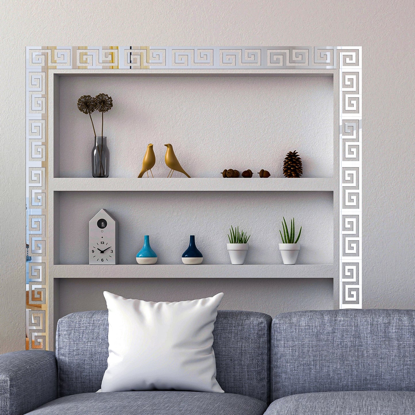 Versace Border Greek Mirror / Silver Color