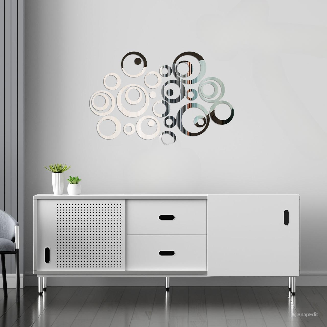 Acrylic Circle Ring Mirror Home & Office Walls Decor / Silver Color