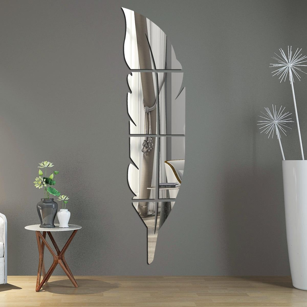 ✨ Acrylic 3D Leaf Mirror Wall Decor / Silver Color ✨