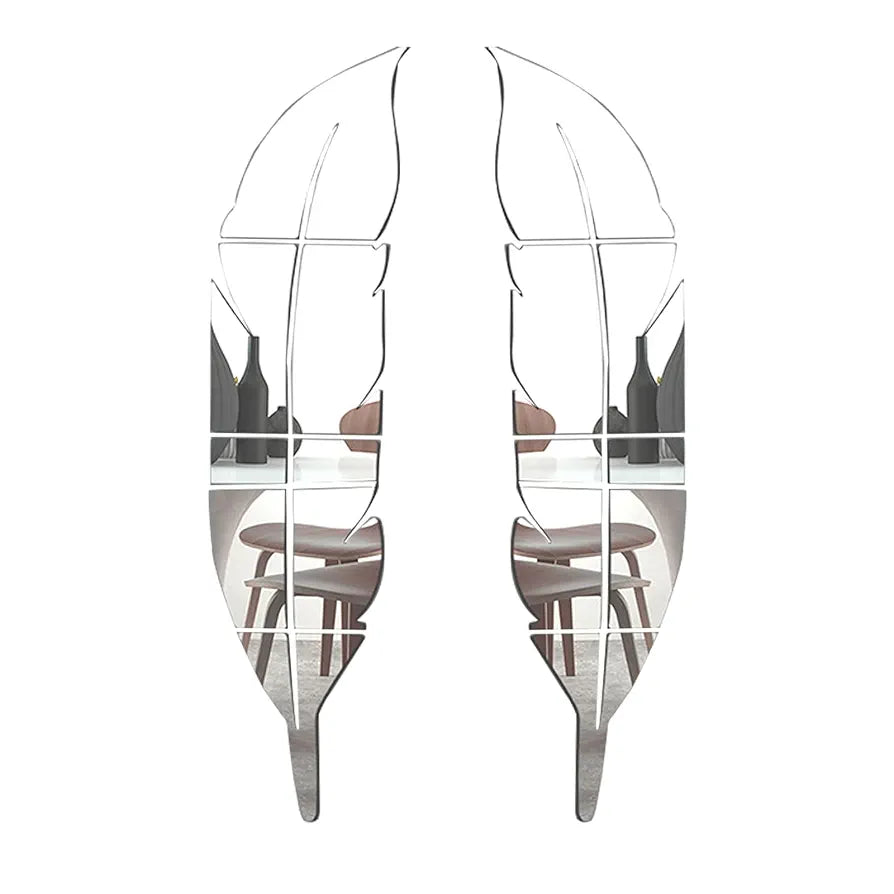 ✨ Acrylic 3D Leaf Mirror Wall Decor / Silver Color ✨