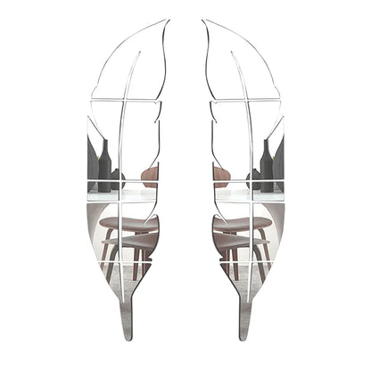 Acrylic 3D Leaf Mirror Wall Decor / Silver Color