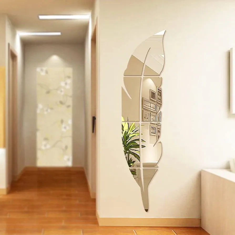 ✨ Acrylic 3D Leaf Mirror Wall Decor / Silver Color ✨