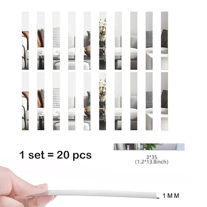 Acrylic Strips Mirror Home Wall Décor / Silver Color