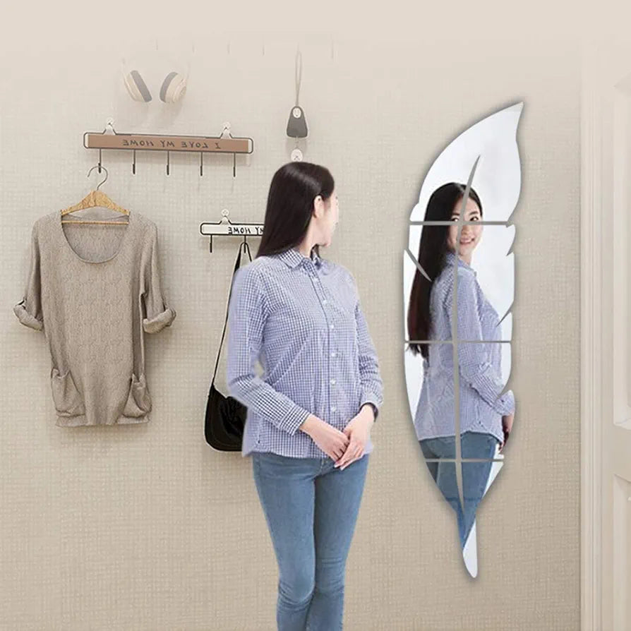 ✨ Acrylic 3D Leaf Mirror Wall Decor / Silver Color ✨
