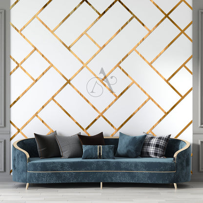 Acrylic Strips Mirror Home Wall Décor / Golden Color