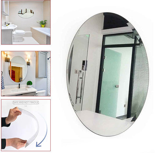 Modern Oval Shape Self-Adhesive Mirror Sticker
