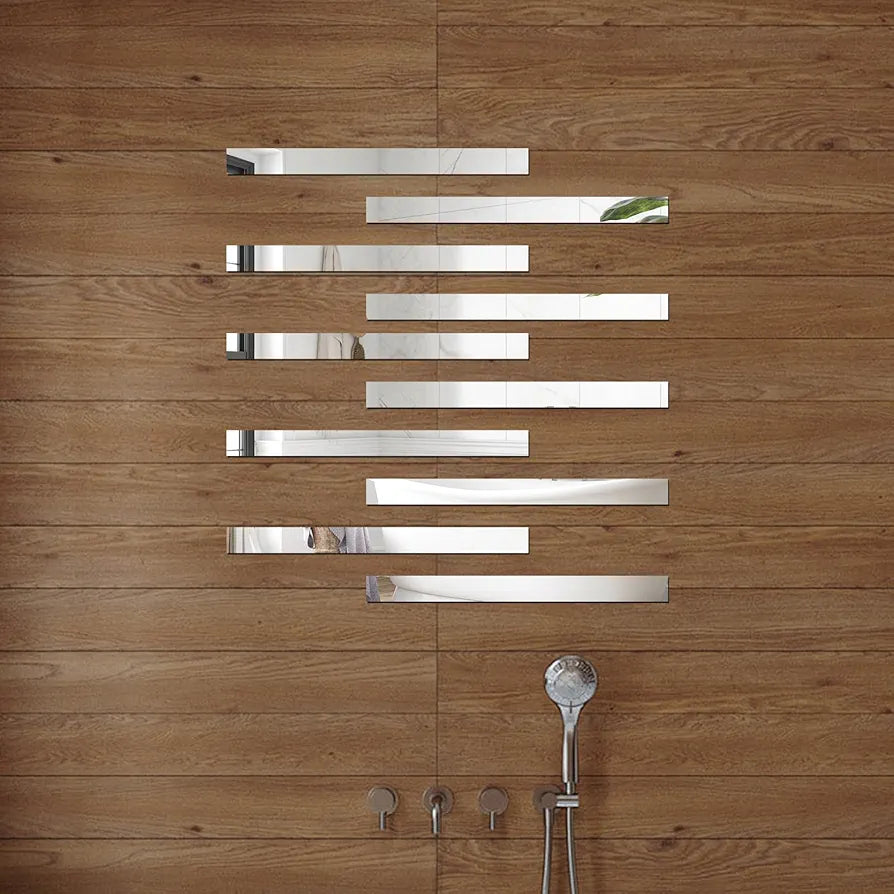 Acrylic Strips Mirror Home Wall Décor / Silver Color
