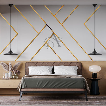 Acrylic Strips Mirror Home Wall Décor / Golden Color