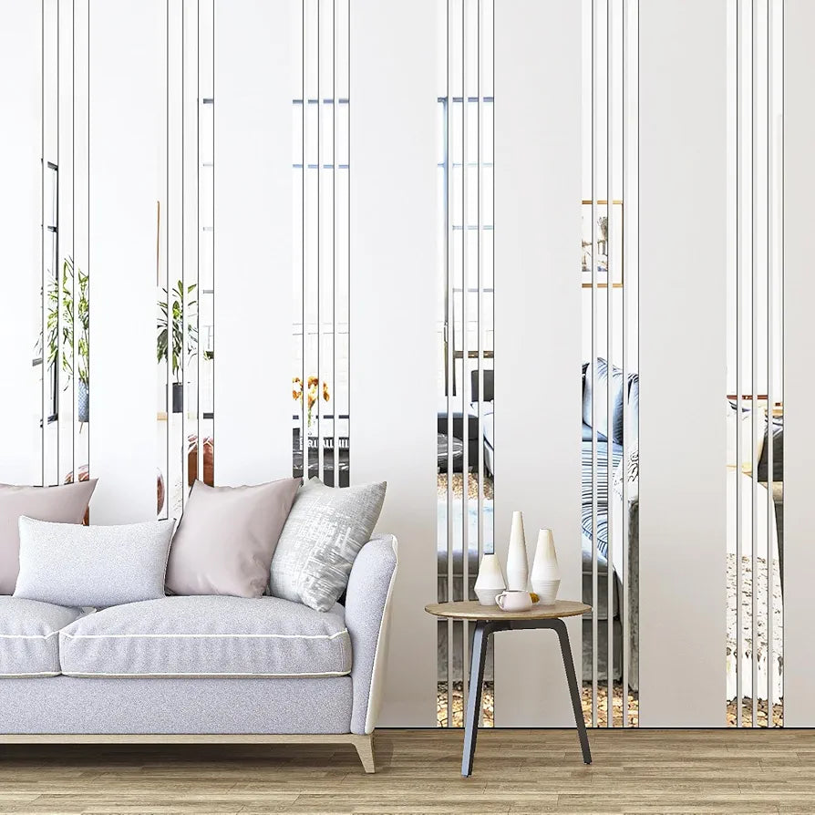 Acrylic Strips Mirror Home Wall Décor / Silver Color