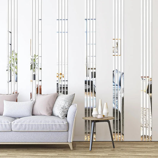 Acrylic Strips Mirror Home Wall Décor / Silver Color