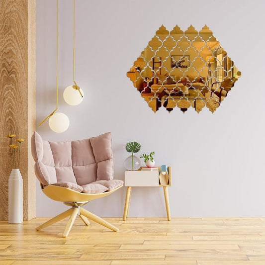 Golden Diamond  Acrylic Wall Adhesive Mirror