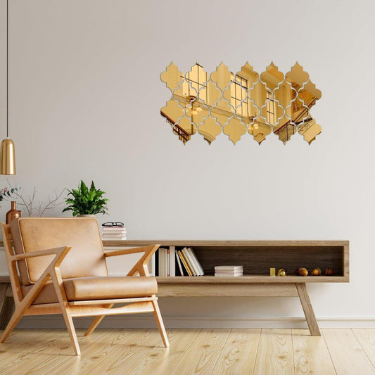 Golden Diamond  Acrylic Wall Adhesive Mirror