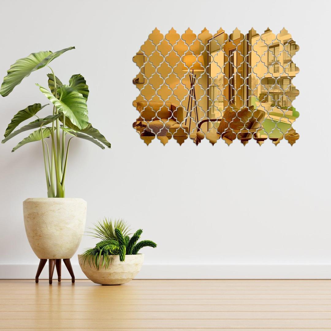 Golden Diamond  Acrylic Wall Adhesive Mirror