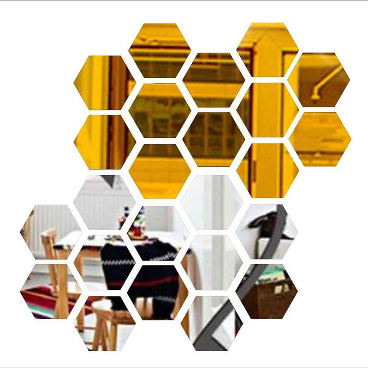 3D Hexagon Mirror Wall Stickers – Self-Adhesive Acrylic Decor