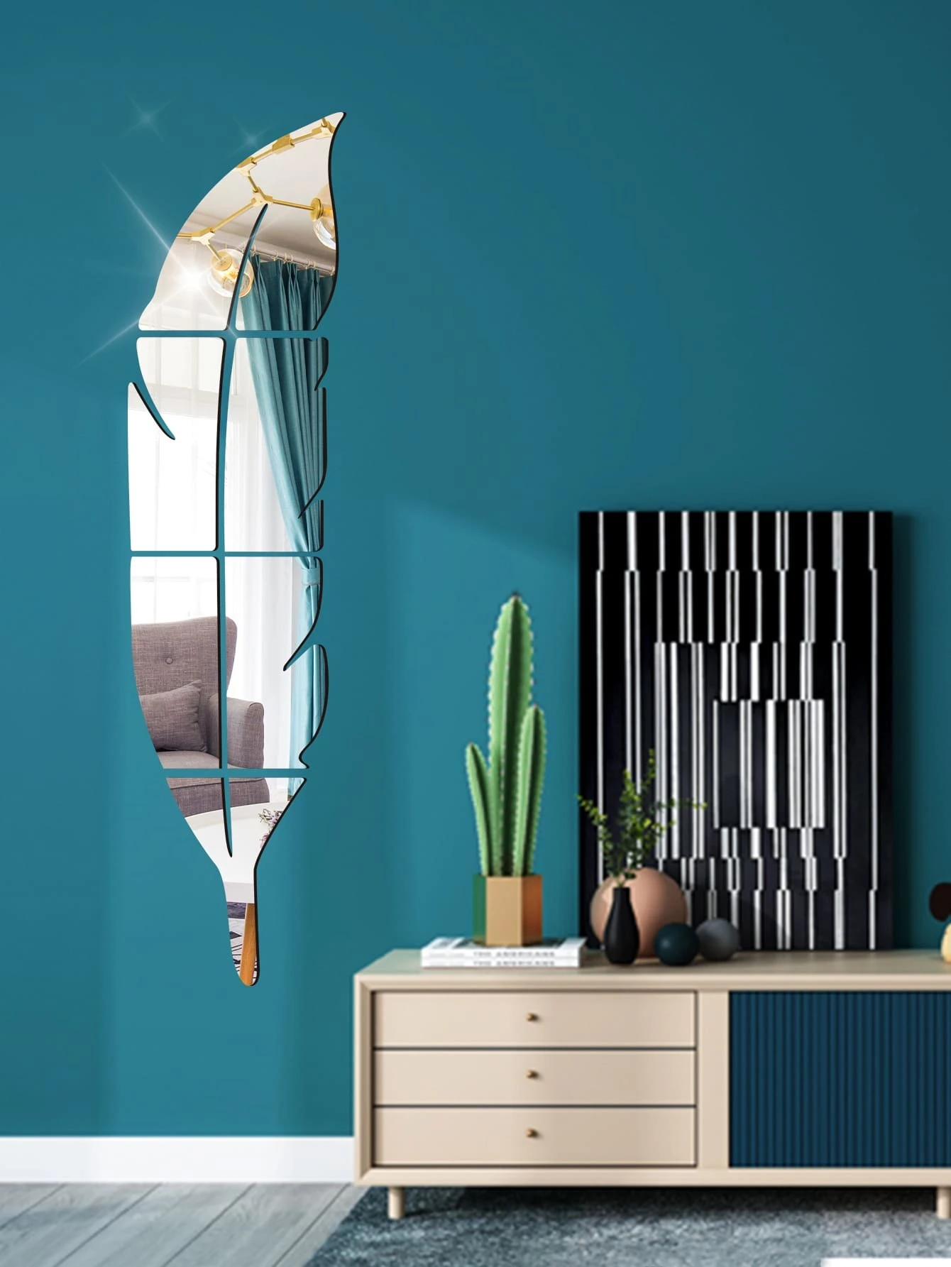 ✨ Acrylic 3D Leaf Mirror Wall Decor / Silver Color ✨