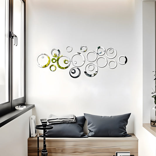 Acrylic Circle Ring Mirror Home & Office Walls Decor / Silver Color
