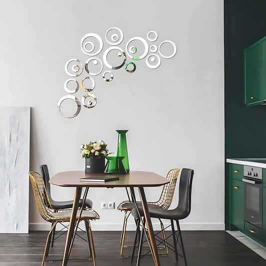 Acrylic Circle Ring Mirror Home & Office Walls Decor / Silver Color