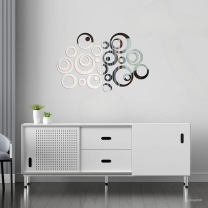 Acrylic Circle Ring Mirror Home & Office Walls Decor / Silver Color